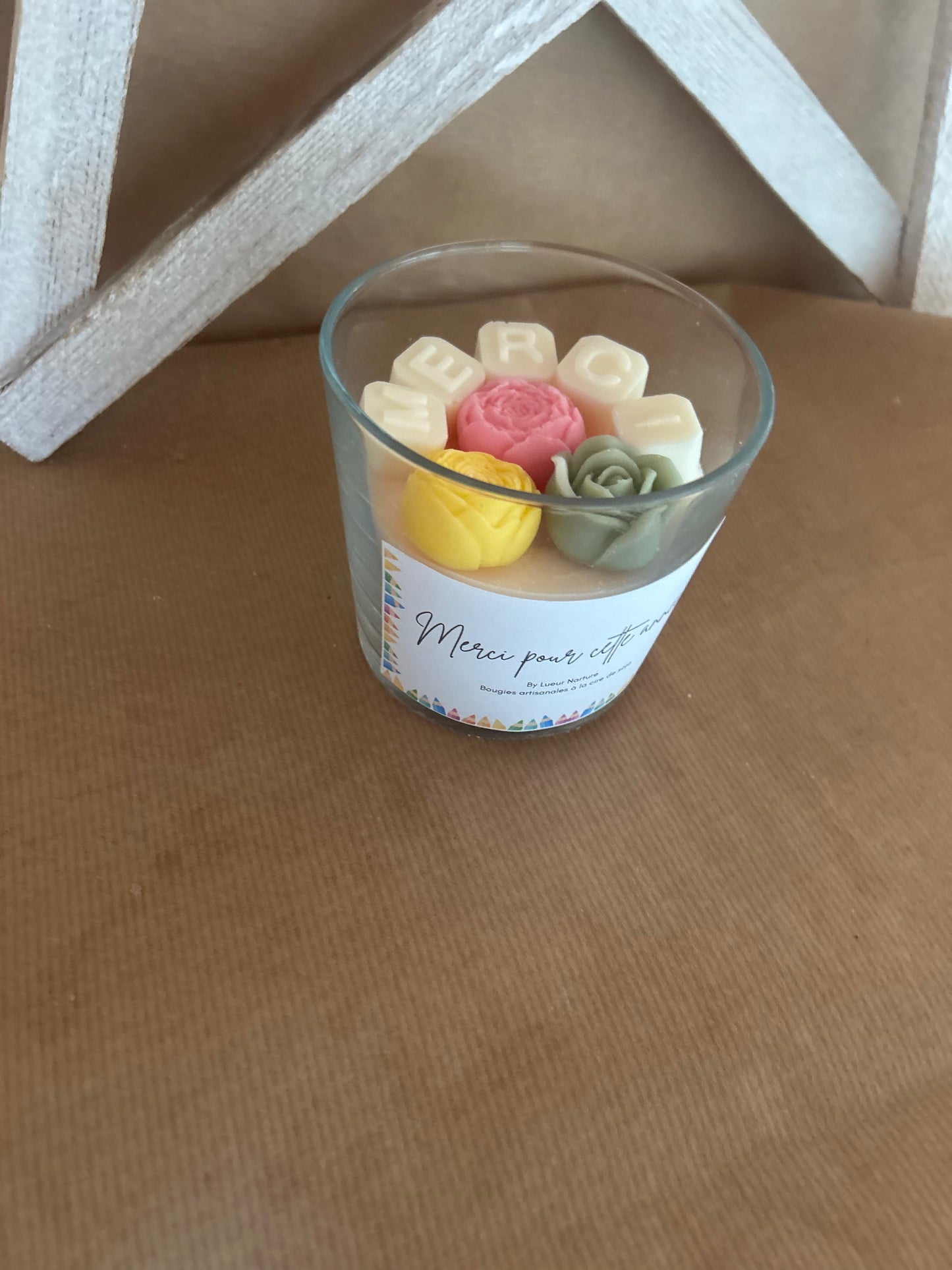 Bougie colorée merci